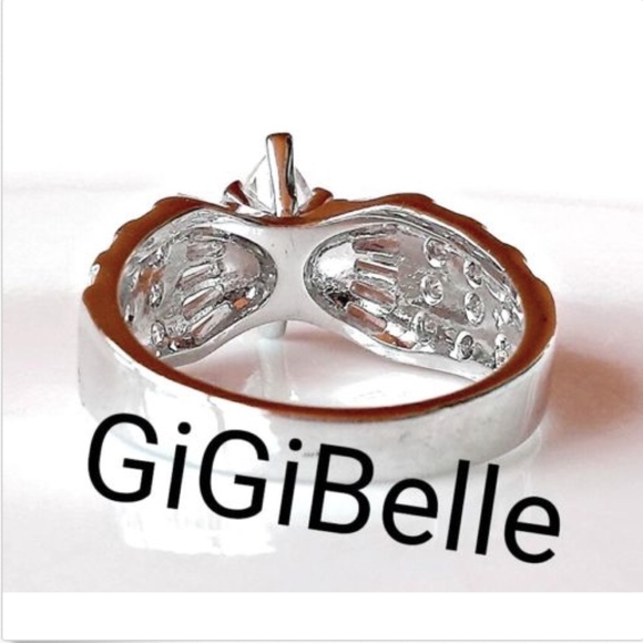 Silver Cocktail Ring Solitaire Cubic Zirconia  Sizes 10 11 12 - Picture 3 of 8